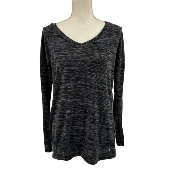 Danskin Heather Gray Black V Neck Cut-Out Mesh Back Size S/P - Picture 1 of 8